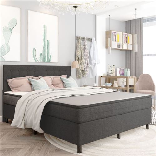 Sommier tapissier Gris fonc&eacute; Tissu 160x200 cm