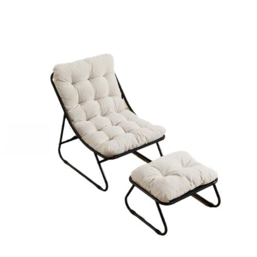 Fauteuil de plein air,OMOZUN,chaise longue,canapé-fauteuil,avec repose-pieds,pouvant servir de siège ou de chaise longue,aux lignes courbes et élégantes,structure métallique,blanc