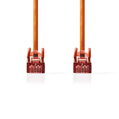 Nedis - Câble réseau - RJ-45 (M) pour RJ-45 (M) - 15 cm - SFTP - CAT 6 - moulé, rond - orange