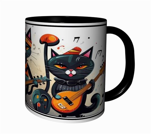 Non Communiqué Mug Tasse À Café - Mug Artistique Chats Guitares 4449