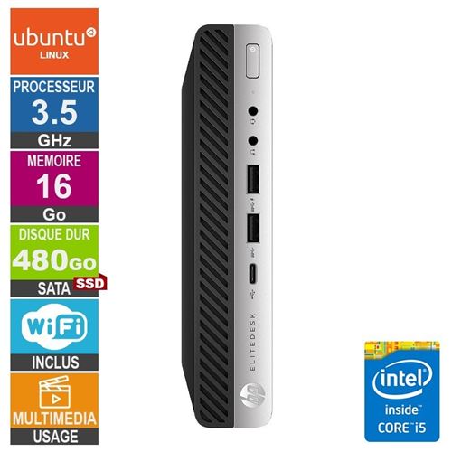 HP 600 G4 Mini i5-8500T 3.50Ghz 16Go/480Go SSD WiFi Linux Ubuntu