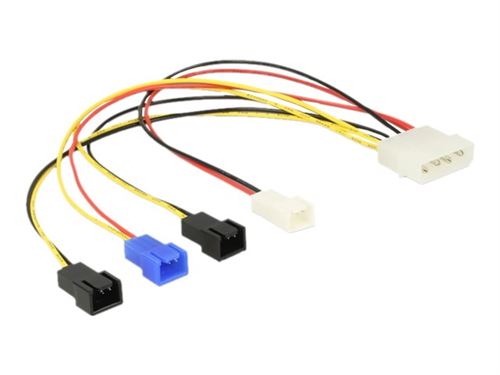 Delock Molex 4 pin > 4 x 2 pin fan (12 V / 7 V / 5 V) - Câble d'alimentation de ventilateur - alimentation interne 4 plots (M) pour Molex 2 broches - 20 cm