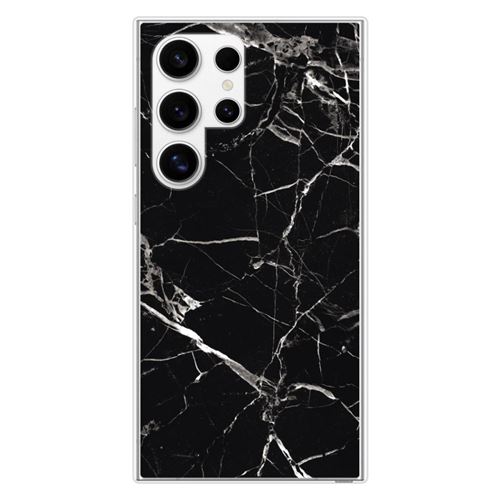 Coque en silicone imprimée compatible Samsung Galaxy S24 Ultra Marbre Noir
