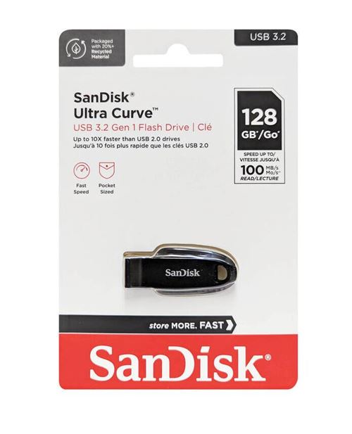 Clé USB SanDisk Ultra Curve 128Go USB 3.2 Gen1 100MB/s SDCZ550