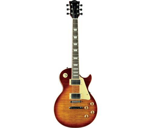 Eko VL480-CSB - Guitare electrique Type LP Aged Cherry Sunburst Flamed