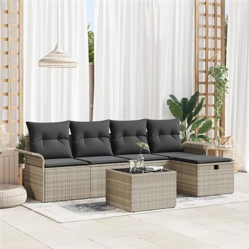 VIDAXL - Ensemble de canapé de jardin - 6 pièces - Gris clair - Image 2