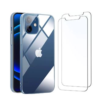 HQSELECTION® Coque pour Iphone 12 /12 Pro Transparente Silicone en Gel TPU Souple + 2 Verre trempé Film Protection écran - Anti Rayures - Ultra Résistant Dureté 9H - 1