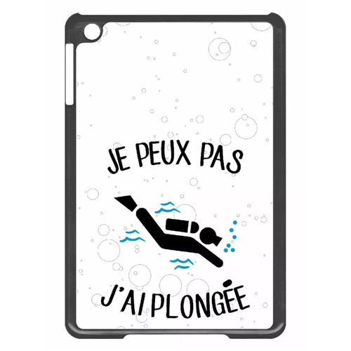 Coque tablette My-Kase pour iPad mini 2 - je peux pas j ai plongee fond bulle - Plastique Noir