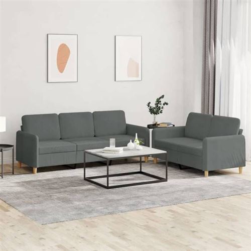 Non Communiqué Gris Vidaxl Ensemble De Canapés 2 Pcs Avec Coussins Foncé Tissu
