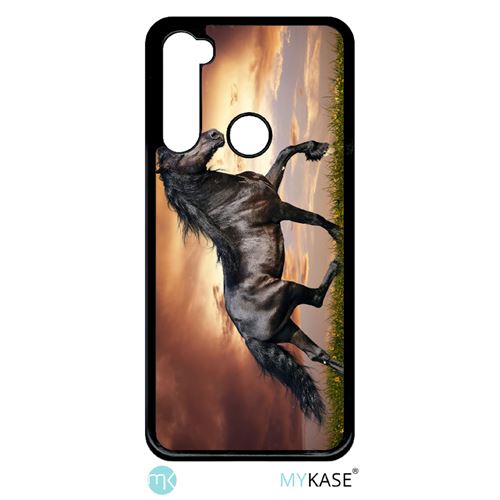 Coque My-Kase pour Note 8t - magnifique cheval noir - Plastique Noir