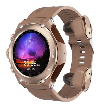 Montre connectée T92 Bluetooth - Écouteurs TWS intégrés - brun - 1