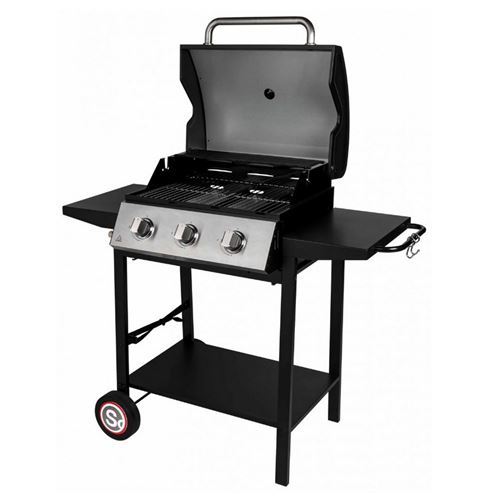 Barbecue gaz sur pied 3 feux 10.500w noir Somagic 335541