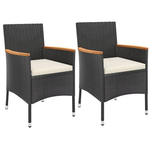 Non Communiqué Noir Vidaxl Ensemble De Bistro De Jardin 3 Pcs Coussins Poly Rotin