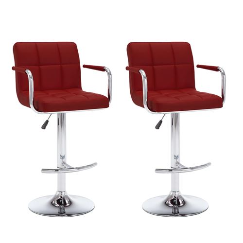 Vidaxl Rouge Tabourets De Bar - Lot De 2 - Bordeaux Similicuir - Image 3