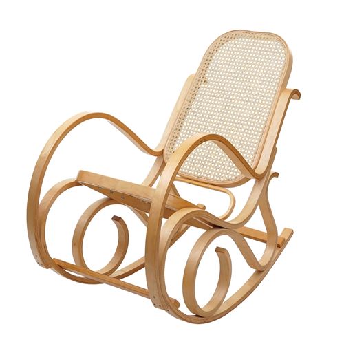 Mendler Fauteuil À Bascule Rotin - Chêne - Image 2