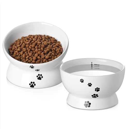 Comparer les prix de Y YHY Ensemble de Bols de Nourriture et d'eau pour Chat surélevés, Bols de Nourriture pour Chat surélevés inclinés sans déversement, Collection de Bols d'alimentation en céramique pour Chat, Bol pour Animaux de Compagnie pour Visage Plat