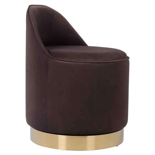 Tabouret Pivotant en Velours "Viktor" 68cm Marron