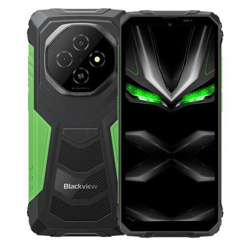 Smartphone Blackview FORT 1 Vert : 6.56 HD+,18Go+256Go, 10000mAh, Android 15,Empreinte digitale, Dual SIM 4G,NFC,GPS Téléphone Portable-390g