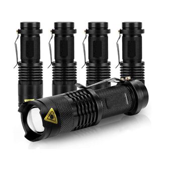 5PCS Mini lampe de poche LED 350 lumens, 3 modes, zoomable, pile AA, lampe de poche avec clip ( pile non incluse ) - 1