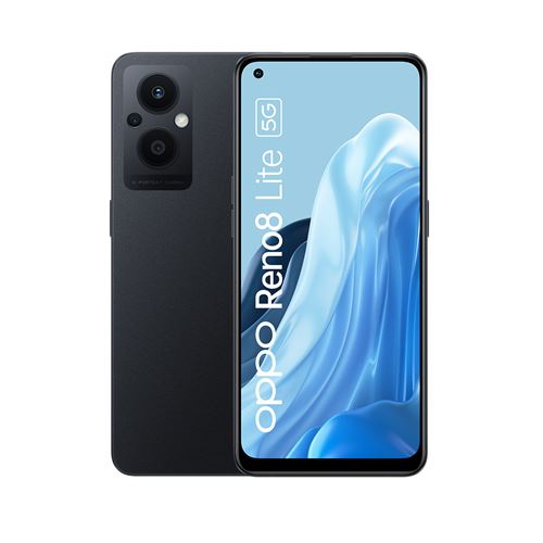 OPPO Reno8 Lite - 5G smartphone - double SIM - RAM 8 Go / Mémoire interne 128 Go - OLED display - 6.43"" - 2400 x 1080 pixels (60 Hz) - 3 x caméras arrière 64 MP, 2 MP, 2 MP - front camera 16 MP - noir cosmique État correct - Oppo reconditionné disponible sur Fnac