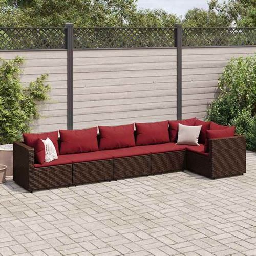 VIDAXL - Salon de jardin modulable - Résine tressée - Marron - 6 pièces - Image 2