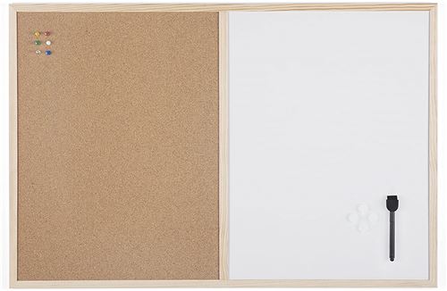 Bi-Office Budget - Tableau Mixte, d'Affichage en Liège et Blanc Magnétique  Effaçable à Sec, Cadre en Bois, 90 x 60 cm - Tableau de bureau - Achat &  prix