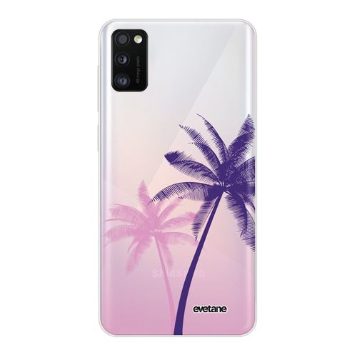 Coque pour Samsung Galaxy A41 souple transparente Palmiers et Dégradé Motif Ecriture Tendance [Evetane®]
