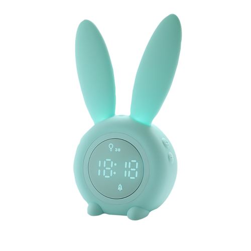 Alarme Lapin Mignon Horloge Numérique Creative Led Snooze Cartoon Horloge Électronique Vert PL854