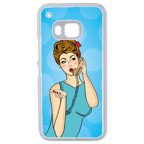 Coque Pin Up Fond Bleu Compatible Htc One 2 M9 Transparent