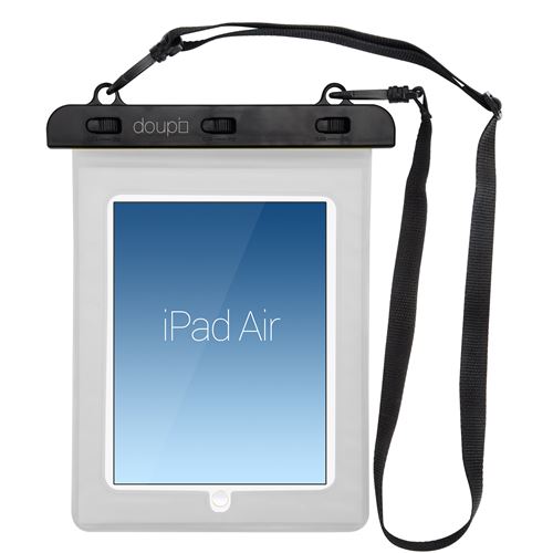 doupi Étui Etanche 280x210mm pour 9 / 10 pouces Tablet, avec fonction écran tactile Caisson Waterproof water resistant Beach Bag, blanc / transparent