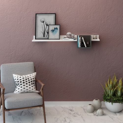 HOMEMANIA Étagère Telonia - Étagère, porte-livre - pour mur - Blanc, Anthracite en Bois, 120 x 25 x 25 cm