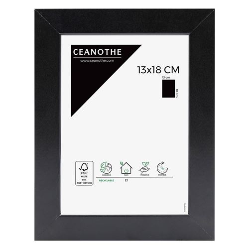 Cadre photo Mat noir 13x18 cm, bois reconstitué - marque française