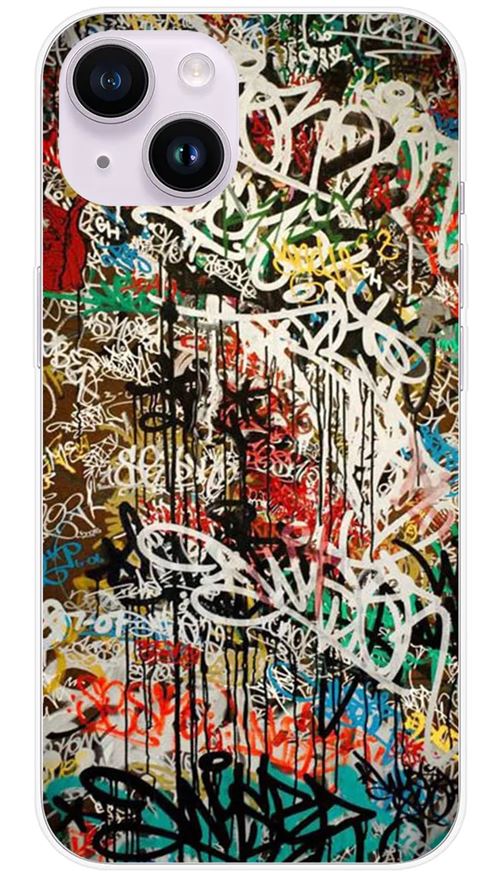 Coque en silicone imprimée compatible Apple iPhone 15 Graffiti 1
