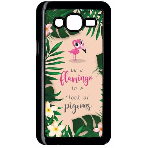 Coque Samsung Galaxy J5 (2015) Etre Un Flamant Rose Dans Un Troupeau De Pigeons Fond Rose 2