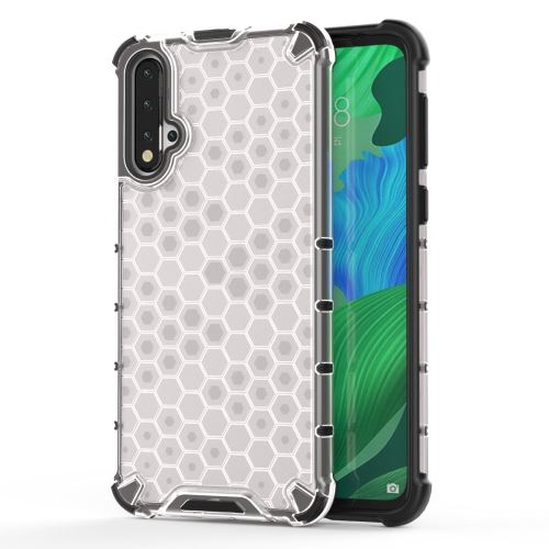 Coque en TPU + Silicone hybride antichoc à motif nid d'abeille blanc pour votre Huawei Nova 5/Nova 5 Pro