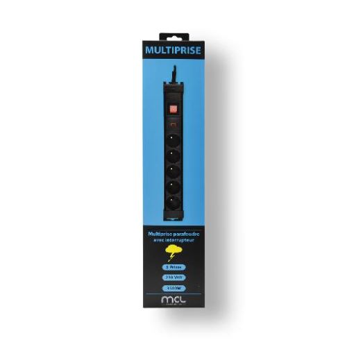Multiprises parafoudre avec interrupteur 5 sorties - 1,50m