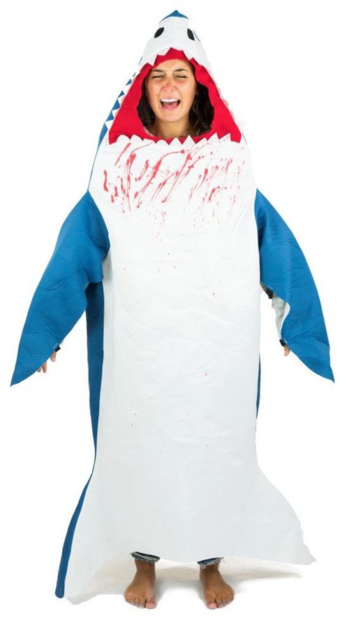 Bodysocks costume Shark polyester blanc/bleu taille unique