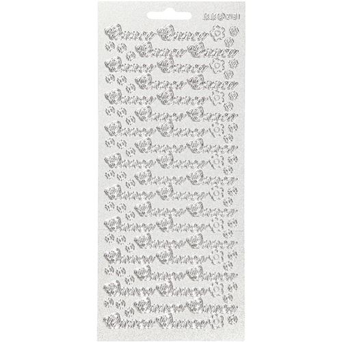Creotime feuille d'autocollants argent métallique léger Félicitations Finlandais 1 feuille