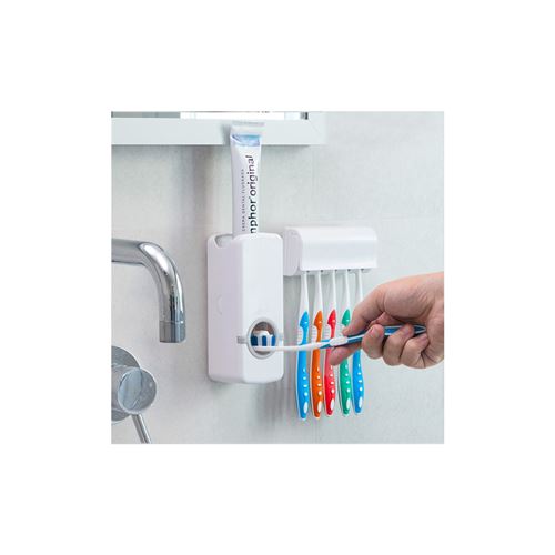 Distributeur de dentifrice hygiénique avec porte brosse à dents