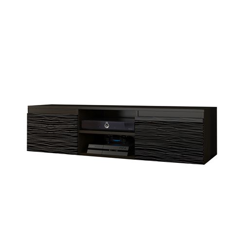 GOREME 1W | Meuble bas TV contemporain salon/séjour 120x40x36 | 2 niches 2 portes | Rangement moderne matériel audio/video/gaming | Wenge/Noir