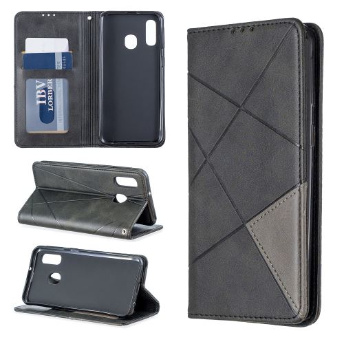 Etui en PU motif géométrique noir pour votre Samsung Galaxy A40