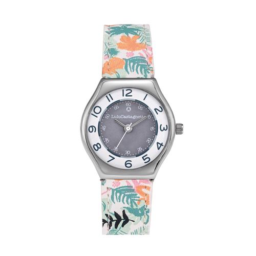 LULU CASTAGNETTE Montre analogique bracelet cuir véritable MINI STAR Gris