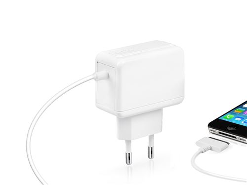 SBS TE1ATS641 - Netspanningsadapter - 1000 mAh - wit - Europa - voor Apple iPhone 3G, 3GS, 4, 4S