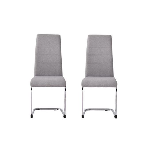 JANE Lot de 2 chaises - Pied chromé - Tissu gris - L 42 x P 56 x H 99 cm