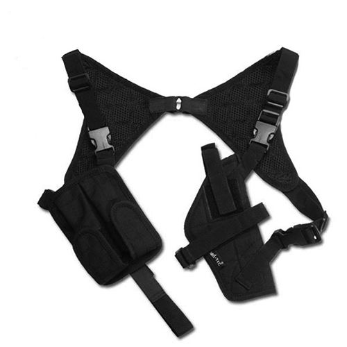 Holster D'épaule Vertical Réglable – Ambidextre, Double Poche Pour Chargeur, Maille Respirante, Transport Discret Pour Arme De Poing