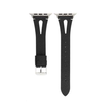 Bracelet de montre Compatible avec Apple Watch 1/2/3/4 42/44mm, Cuir - Noir - 1