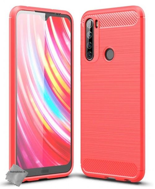 Coque silicone gel carbone pour Xiaomi Redmi Note 8T avec film ecran - ROUGE
