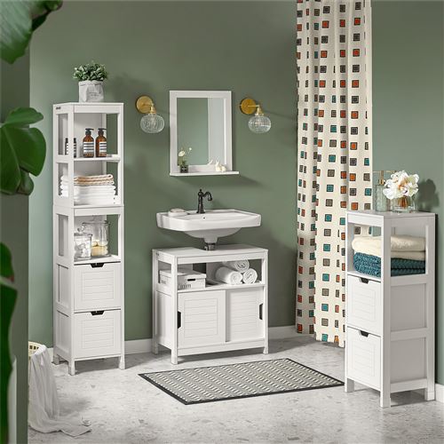 SoBuy® FRG126-W Meubles de rangement de Salle de Bain Haute-blanc