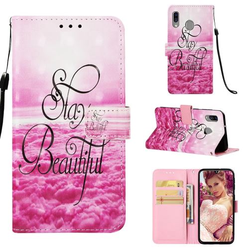 Etui en PU impression de motifs à l'aide d'un ruban séjournez en beauté pour votre Samsung Galaxy A40