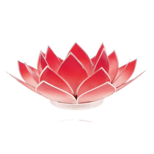 Porte Bougie Fleur de Lotus rouge nuancé et argent 1er chakra